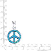 Opal Blue Sterling Silver Peace Sign Pendant Hawaii
