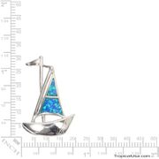 Opal Blue Sterling Silver Sailboat Flag Pendant Hawaii