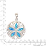Opal Blue Sterling Silver Sand Dollar Pendant