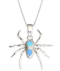 Opal Blue Sterling Silver Spider Simple Pendant Hawaii