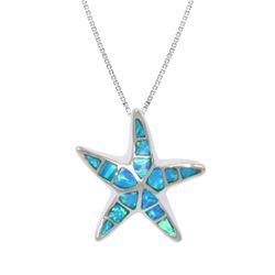 Opal Blue Sterling Silver Starfish Pendant Hawaii