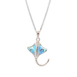 Opal Blue Sterling Silver Stingray Curve Pendant