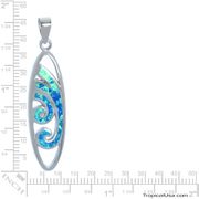 Opal Blue Sterling Silver Surfboard Wave Pendant
