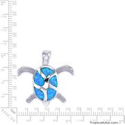 Opal Blue Sterling Silver Turtle Shell Design Pendant Hawaii