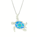 Opal Blue Sterling Silver Turtle Shell Jewel Pendant Hawaii