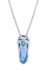 Opal Blue Sterling Silver Turtle Slipper Pendant Hawaii