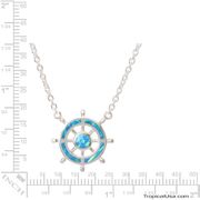 Opal Necklace & Chain Sterling Silver Nautical Ship Wheel