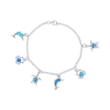 Opal Sterling Silver Bracelet 7.5 inch Ocean Sea Friends Hawaii Opal Sterling Silver Bracelet 7.5 inch Ocean Sea Friends Hawaii