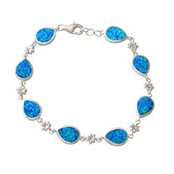 Opal Sterling Silver Bracelet 7.5 inch Waterdrop Jewel Hawaii