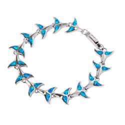 Opal Sterling Silver Bracelet 7.5 inch Whale Tail Hawaii