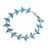 Opal Sterling Silver Bracelet 7.5 inch Whale Tail Hawaii Opal Sterling Silver Bracelet 7.5 inch Whale Tail Hawaii