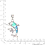 Opal Sterling Silver Dolphin Family Pendant Hawaii