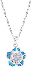 Opal Sterling Silver Flower Blue Petals Pendant Hawaii