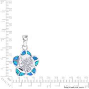 Opal Sterling Silver Flower Blue Petals Pendant Hawaii