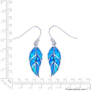 Opal Sterling Silver Maile Leaf Dangling Earrings