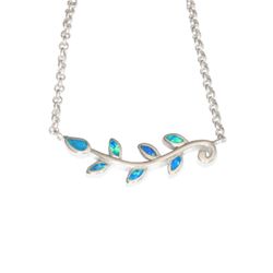 Opal Sterling Silver Opal Blue Vine Necklace 16 to 18 inch Adjustable Chain