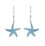 Opal Sterling Silver Starfish Dancing Dangling Earrings Hawaii Opal Sterling Silver Starfish Dancing Dangling Earrings Hawaii