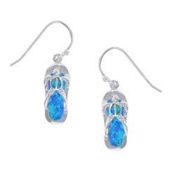 Opal Sterling Silver Turtle Slipper Dangling Earrings