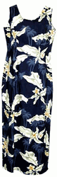 Overnighter Long Tank Tropical Dress Navy (XS)