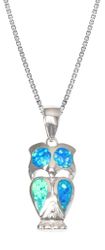 Owl Blue Eyes Opal Sterling Silver Pendant Hawaii