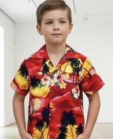 Pacific Legend Boys outfits Red Hawaiian Waikiki Sunset