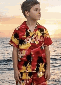Pacific Legend Boys outfits Red Hawaiian Waikiki Sunset