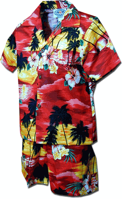 Pacific Legend Boys outfits Red Hawaiian Waikiki Sunset