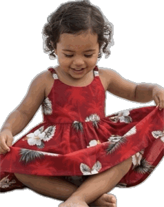 Pacific Legend Kids Dress Hibiscus Islands Red