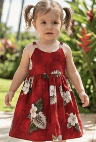 Pacific Legend Kids Dress Hibiscus Islands Red Pacific Legend Kids Dress Hibiscus Islands Red