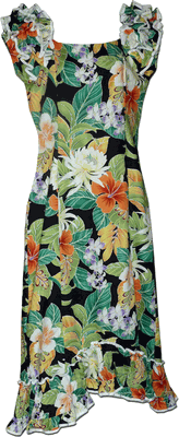 Pacific Legend Maui Tropics Hawaiian Muumuu Black