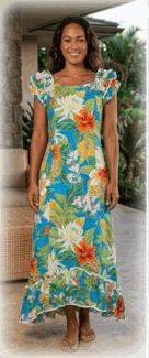 Pacific Legend Maui Tropics Hawaiian Muumuu Blue Pacific Legend Maui Tropics Hawaiian Muumuu Blue