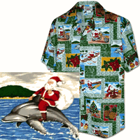 Pacific Legend Paradise Santa Christmas Hawaiian Shirts Green