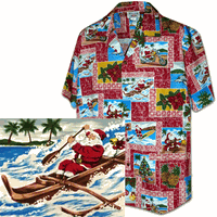Pacific Legend Paradise Santa Christmas Hawaiian Shirts Red