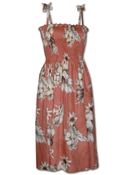 Pacific Legend Plumeria Hibiscus-Hawaiian Tube Dress 332-3162 Peach