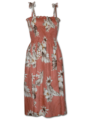 Pacific Legend Plumeria Hibiscus-Hawaiian Tube Dress 332-3162 Peach