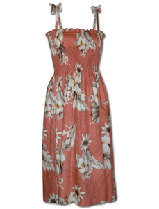 Pacific Legend Plumeria Hibiscus-Hawaiian Tube Dress 332-3162 Peach