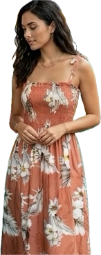 Pacific Legend Plumeria Hibiscus-Hawaiian Tube Dress 332-3162 Peach