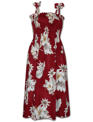 Pacific Legend Plumeria Hibiscus-Hawaiian Tube Dress 332-3162 Red