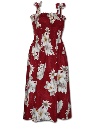 Pacific Legend Plumeria Hibiscus-Hawaiian Tube Dress 332-3162 Red