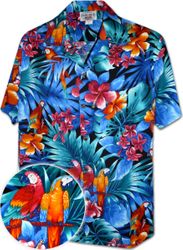 Pacific Parrots Men's Hawaiian Shirt Black