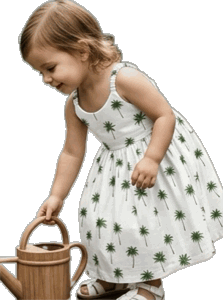 Palm Trees Toddler Girl Cute Dress 3976Green