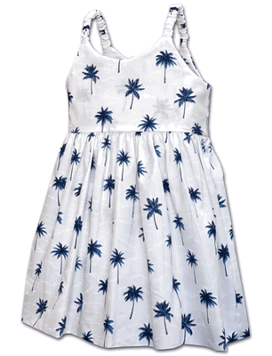 Palm Trees Toddler Girl Cute Dress 3976Navy