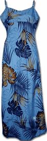 Paradise Valley Rayon Long Spaghetti Blue Tropical Dresses Paradise Valley Rayon Long Spaghetti Blue Tropical Dresses