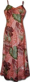 Paradise Valley Rayon Long Spaghetti Coral Tropical Dresses Paradise Valley Rayon Long Spaghetti Coral Tropical Dresses