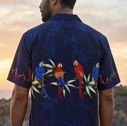 Parrot Bamboo Hawaiian Shirt Navy Parrot Bamboo Hawaiian Shirt Navy
