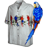 Parrot Bamboo Hawaiian Shirt White
