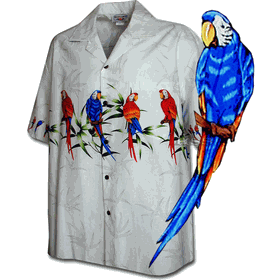 Parrot Bamboo Hawaiian Shirt White