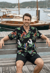 Parrot Hawaiian Shirts Black Jungle Birds