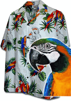 Parrot Hawaiian Shirts White Jungle Birds