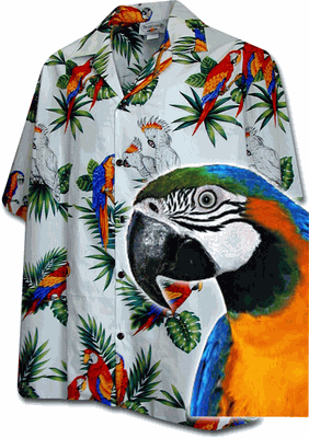 Parrot Hawaiian Shirts White Jungle Birds